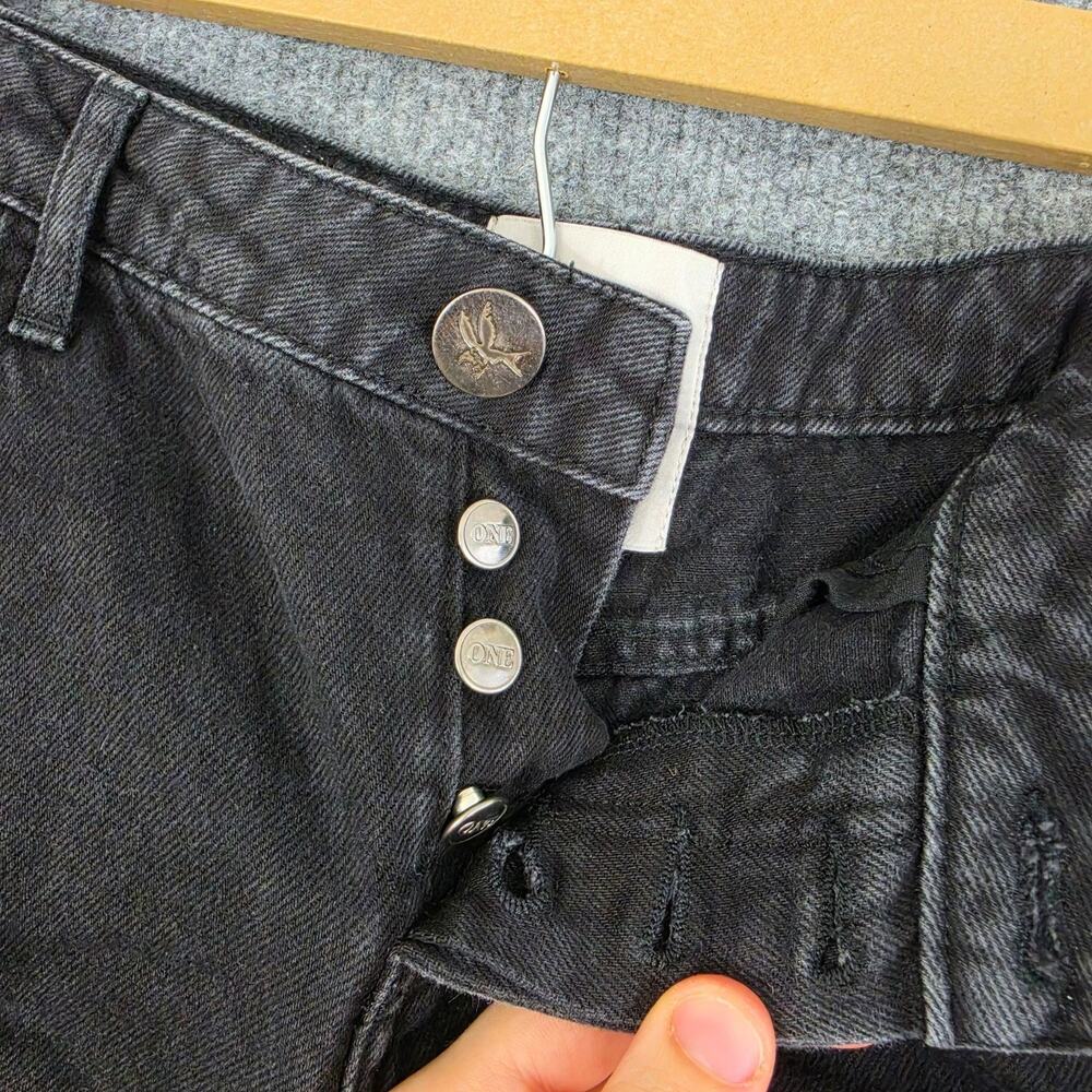 One Teaspoon Shorts 28 Bandits Denim Black Distressed Cut Off Hippie Relaxed Fit - Picture 5 of 10